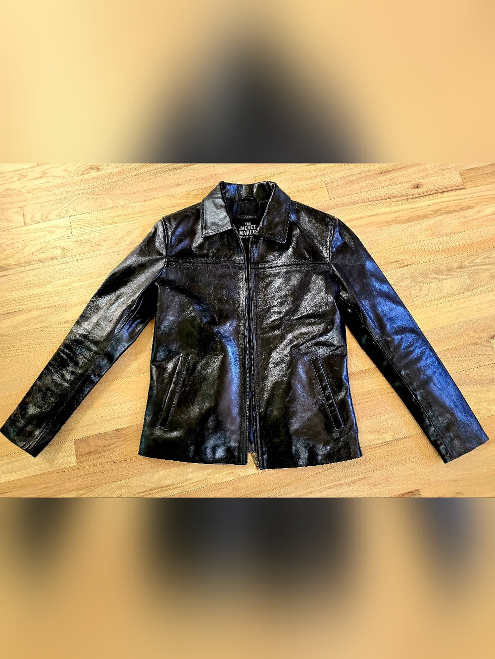 Men’s Black Leather Bomber Jacket - Classic Zip Front